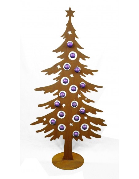 Edelrost Dekotanne 200 cm hoch für Christbaumkugeln