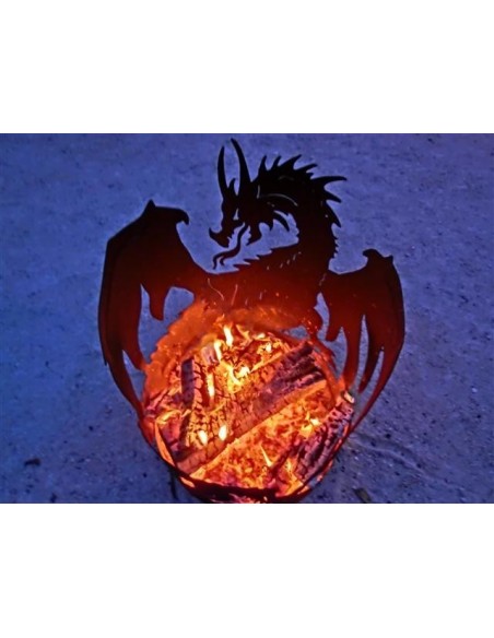 Motiv Feuerkörbe Drachen Feuerschale 60 cm hoch D: 40 cm - Feuerschale für Halloween Party Perfekt für die Halloween Party im Ga