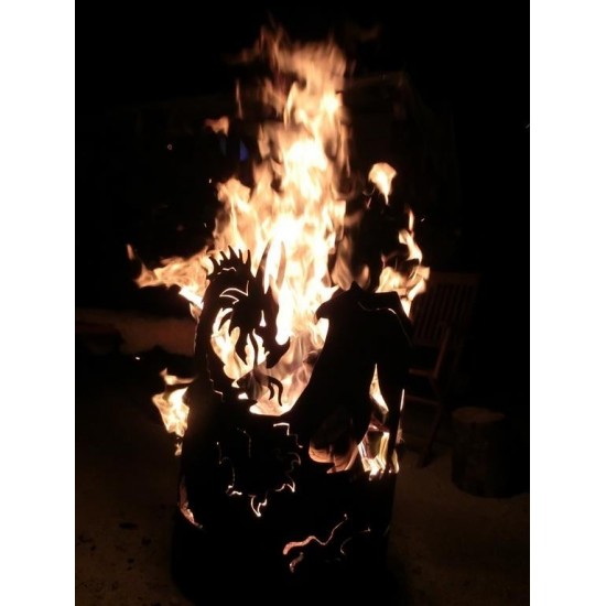 Motiv Feuerkörbe Drachen Feuerschale 60 cm hoch D: 40 cm - Feuerschale für Halloween Party Perfekt für die Halloween Party im Ga