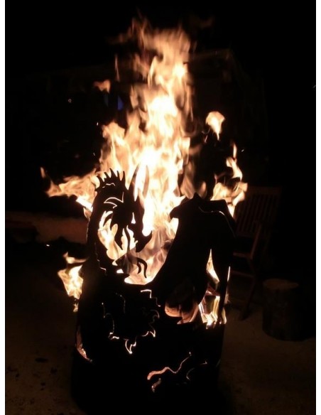 Motiv Feuerkörbe Drachen Feuerschale 60 cm hoch D: 40 cm - Feuerschale für Halloween Party Perfekt für die Halloween Party im Ga