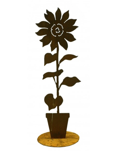 Deko Sonnenblume im Topf auf Platte 