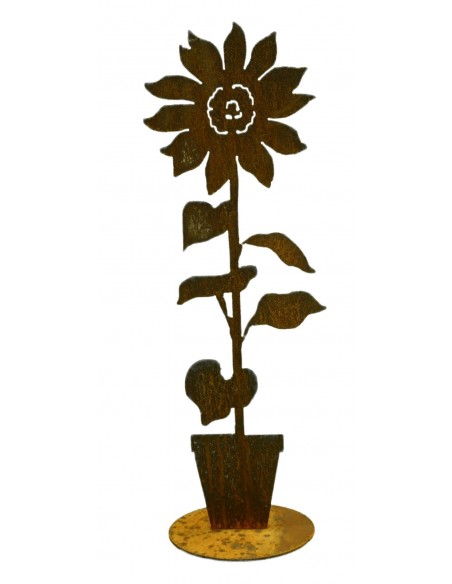 Deko Sonnenblume im Topf auf Platte  Deko Sonnenblume im Topf auf Platte