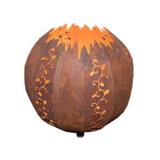 Deko Kugelleuchte Strecki 20 cm - Kugelleuchte Edelrost mit Kerzenteller