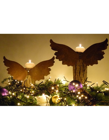 Engelsflügel aus Edelrost mit Loch zum Anbringen an Holz oder Türgestecken