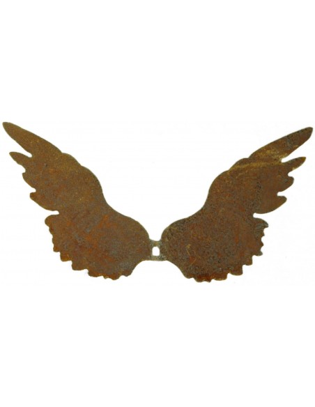 Engelsflügel aus Edelrost mit Loch zum Anbringen an Holz oder Türgestecken