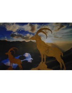 Allgäu Deko Steinbock 60 cm groß zum Stellen H:  60 cm
B:  46 cm
mit Querstäben zum stellen
 2