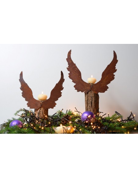 Engelsflügel aus Edelrost mit Loch zum Anbringen an Holz oder Türgestecken