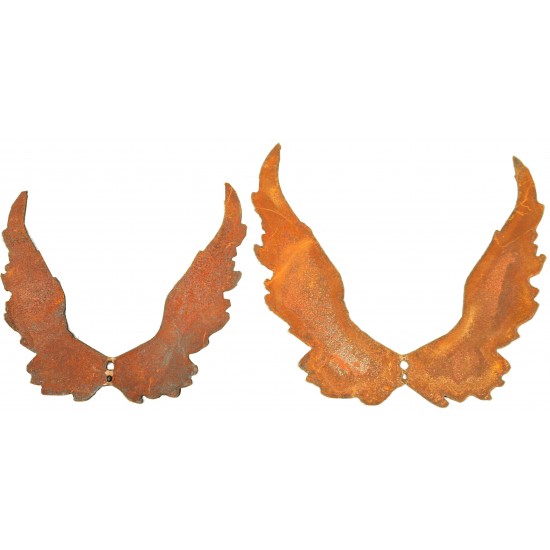 Engelsflügel aus Edelrost mit Loch zum Anbringen an Holz oder Türgestecken