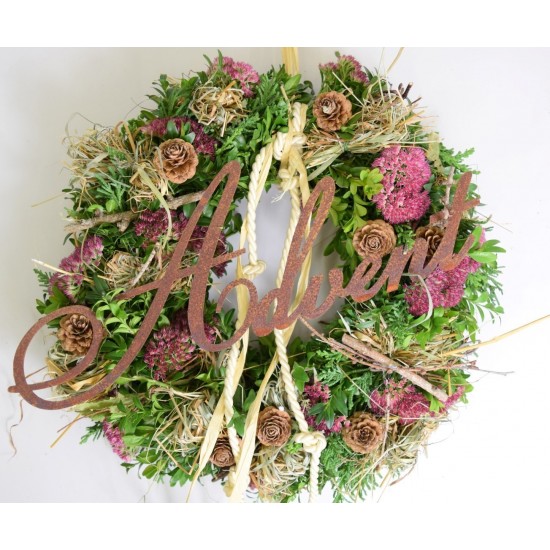 Advent Schriftzug, rostiges Metall, Dekoration