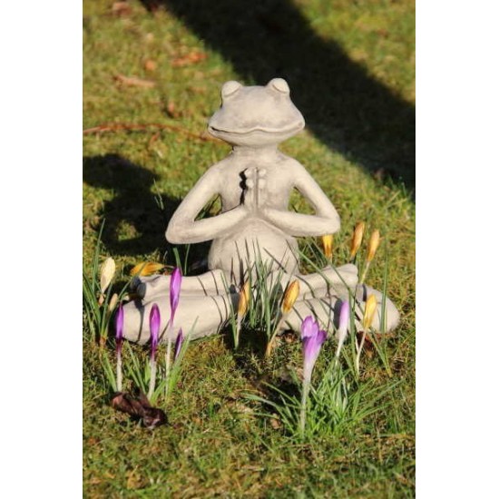 Steinguss YOGA-FROSCH "Der Lotus" 22cm hoch 