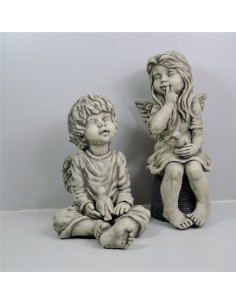Steinguss Engel "SURA" sitzend, Höhe 31 cm 2