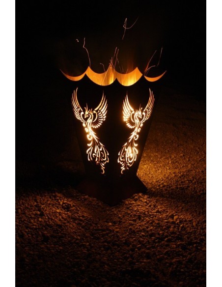 Hexen, Elfen, Drachen und Mystisches Feuerkorb Phönix 71 cm hoch 40 x  40 cm Phoenix Feuerstelle Ein Feuerkorb, der seinesgleich