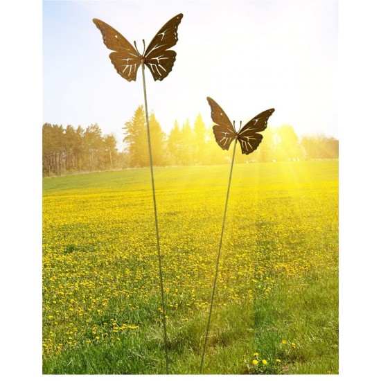 Rost Schmetterling Dekostecker Gartenstecker Saremo Rostdeko Far1-20 + Far1-25