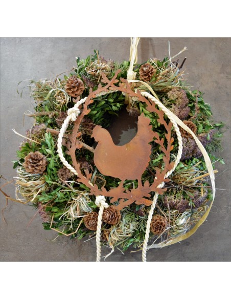 Huhn im Palmkätzchenkranz Höhe ca. 20 cm