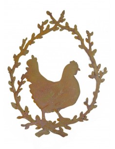 Huhn im Palmkätzchenkranz Höhe ca. 20 cm