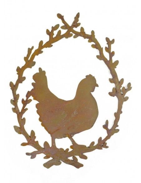 Huhn im Palmkätzchenkranz Höhe ca. 20 cm