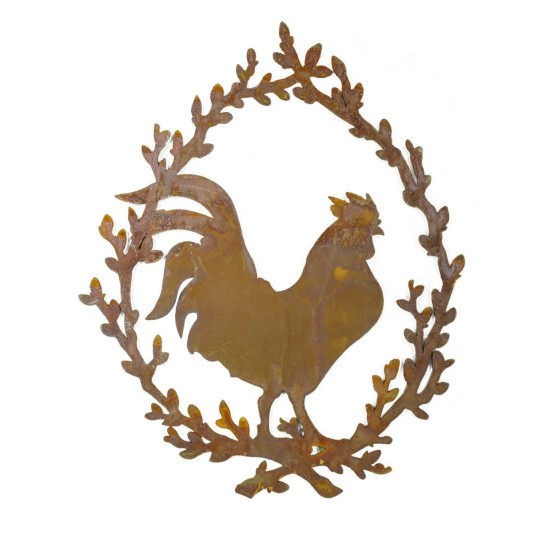 Deko Hahn als Fensterbild Metall