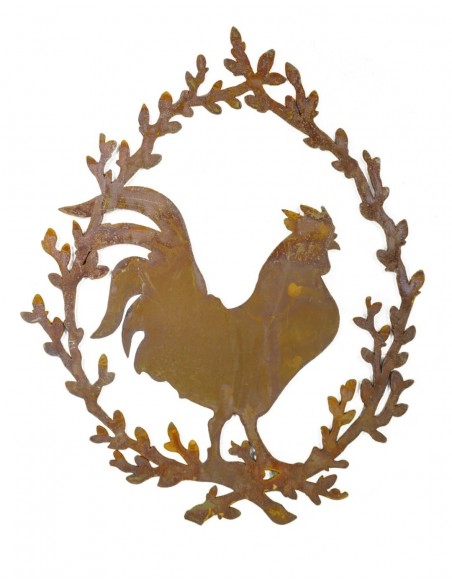 Deko Hahn als Fensterbild Metall