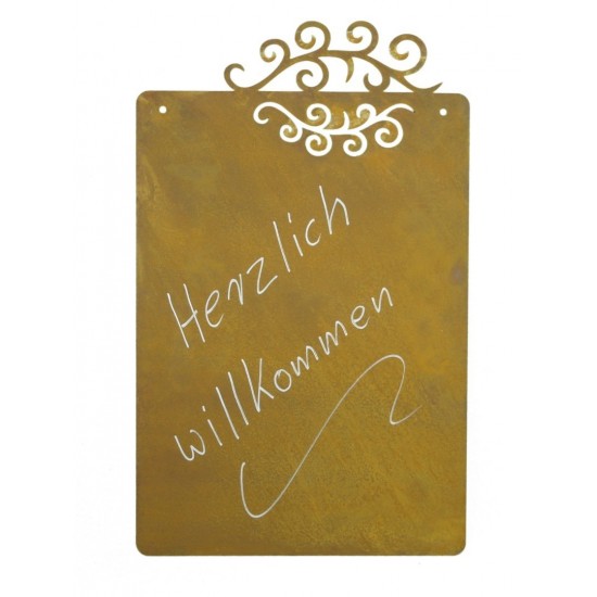 Blanko Rostschild mit Ornament zum Selbstbeschriften