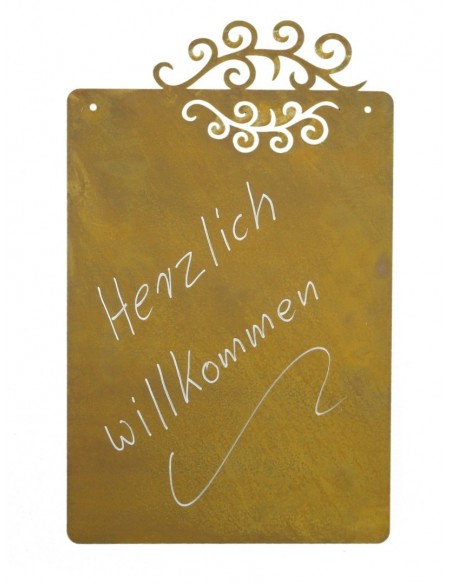 Blanko Rostschild mit Ornament zum Selbstbeschriften