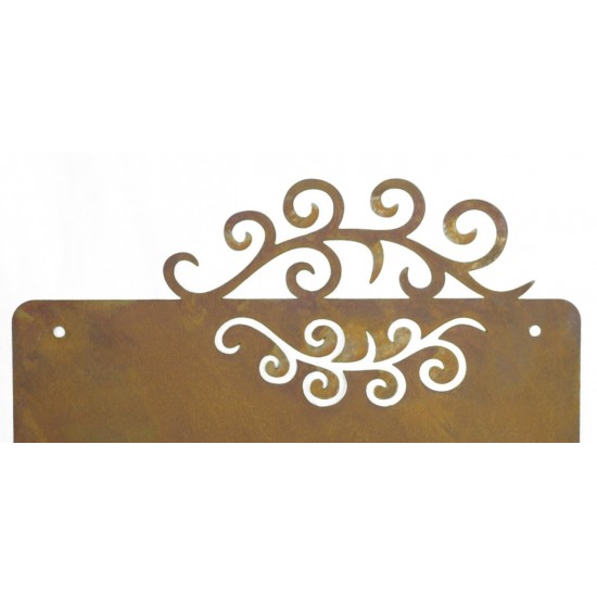 Blanko Rostschild mit Ornament zum Selbstbeschriften