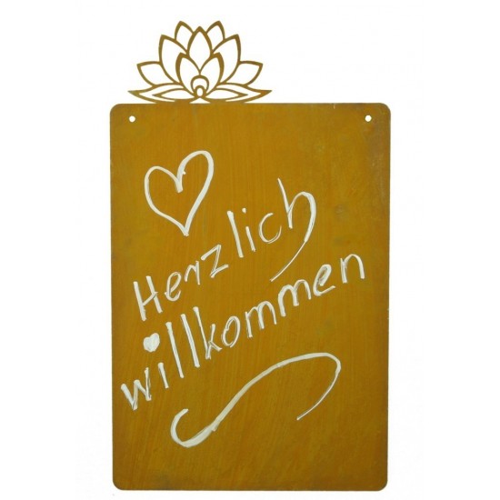 Blanko Rostschild mit Blüte zum Selbstbeschriften