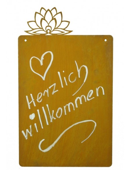 Blanko Rostschild mit Blüte zum Selbstbeschriften