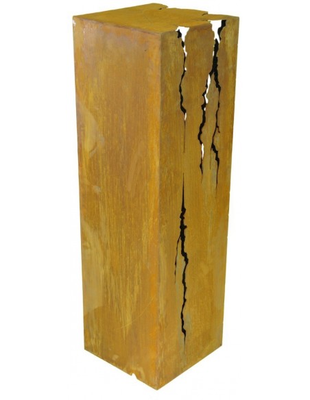 Deko Säule mit Rissen aus Edelrost  - Gartendeko