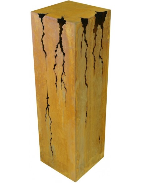 Deko Säule mit Rissen aus Edelrost  - Gartendeko