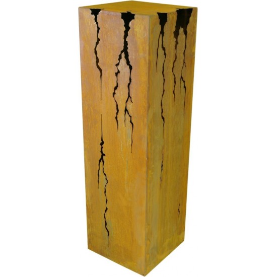 Deko Säule mit Rissen aus Edelrost  - Gartendeko