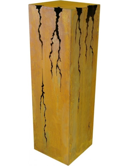 Deko Säule mit Rissen aus Edelrost  - Gartendeko