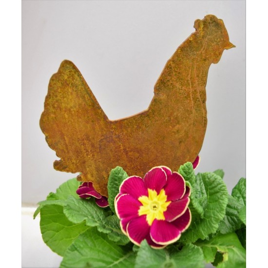 Hahn und Huhn Blumentopftstecker 2er Set  - Gesamtlänge 25 cm