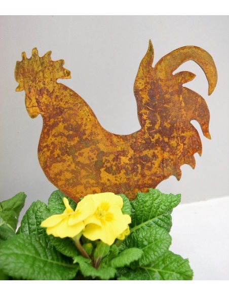 Hahn und Huhn Blumentopftstecker 2er Set  - Gesamtlänge 25 cm