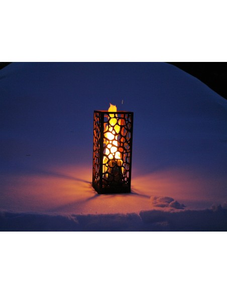 Rost Säule Nico 53 cm hoch - Feuer und Lichtsäule mit wildem Bruchmotiv