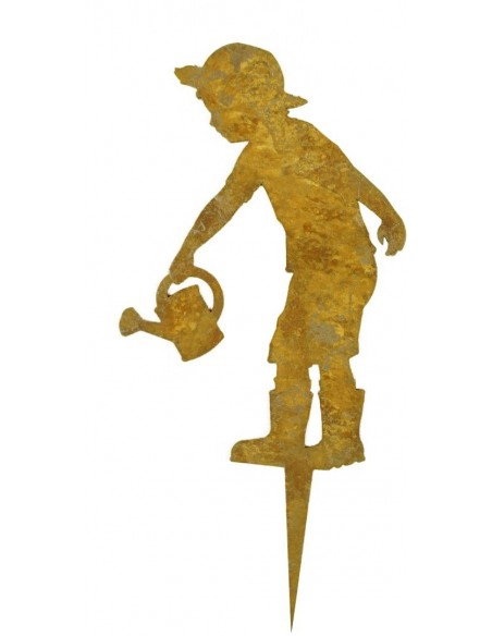 Kinder Figur kleiner Gärtner Junge mit Gießkanne