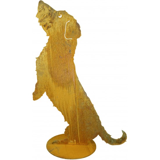 Gartendeko Tierfigur Hund auf Platte
