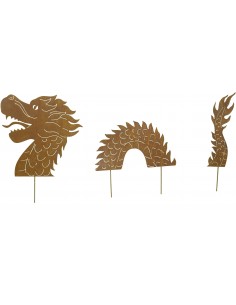 Gartenstecker Drache 3teilig - Höhe 50 cm