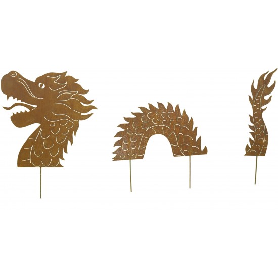 Gartenstecker Drache 3teilig - Höhe 50 cm