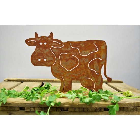 Rost Kuh 'MIlka', 18 x25 cm, auf Platte