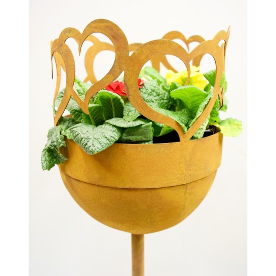 Pokal/Kelch klein mit Herzen in Rostoptik