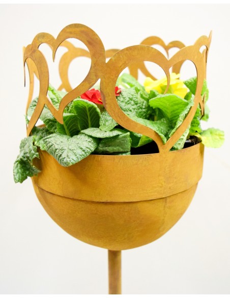 Pokal/Kelch klein mit Herzen in Rostoptik