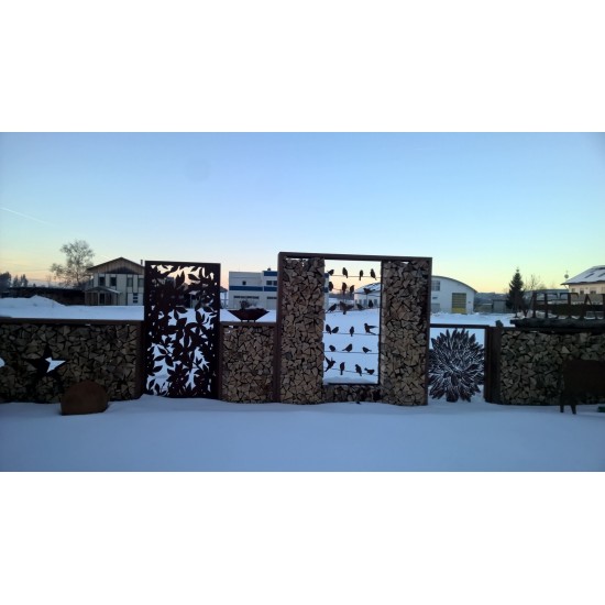 Vogel Paravent Bird  190cm x 90xm - Sichtschutz Metall