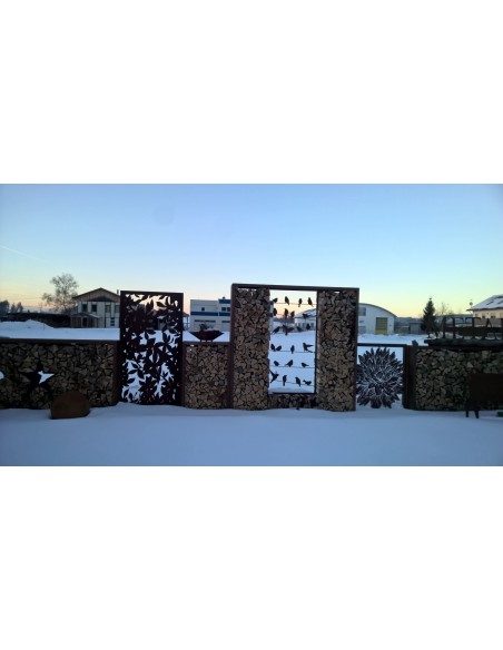 Vogel Paravent Bird  190cm x 90xm - Sichtschutz Metall