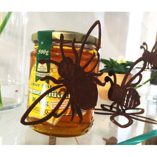 Honig verschenken mit einer Biene Metall als Geschenkidee für Imker 