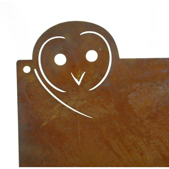 Blanko Rostschild mit Eule zum Selbstbeschriften, 19,50 x 30,50 cm - Blechschild