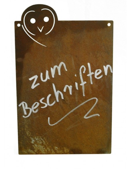 Blanko Rostschild mit Eule zum Selbstbeschriften, 19,50 x 30,50 cm - Blechschild Blanko Rostschild mit Eule zum Selbstbeschriften, 19,50 x 30,50 cm - Blechschild