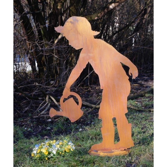 Deko Gärtner Till mit Gießkanne - Gartendeko aus Edelrost
