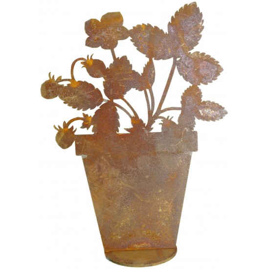 Erbeeren als Silhuette im Topf