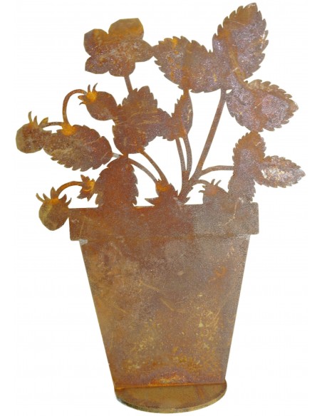 Erbeeren als Silhuette im Topf