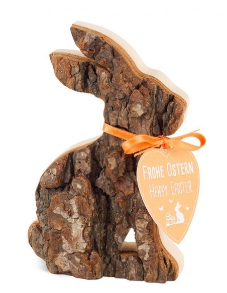 Osterhase Holz Natur mit rinde